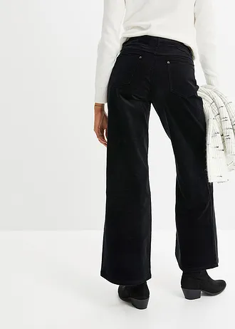 Corduroy broek in Marlene Dietrich stijl, Kleur: zwart
