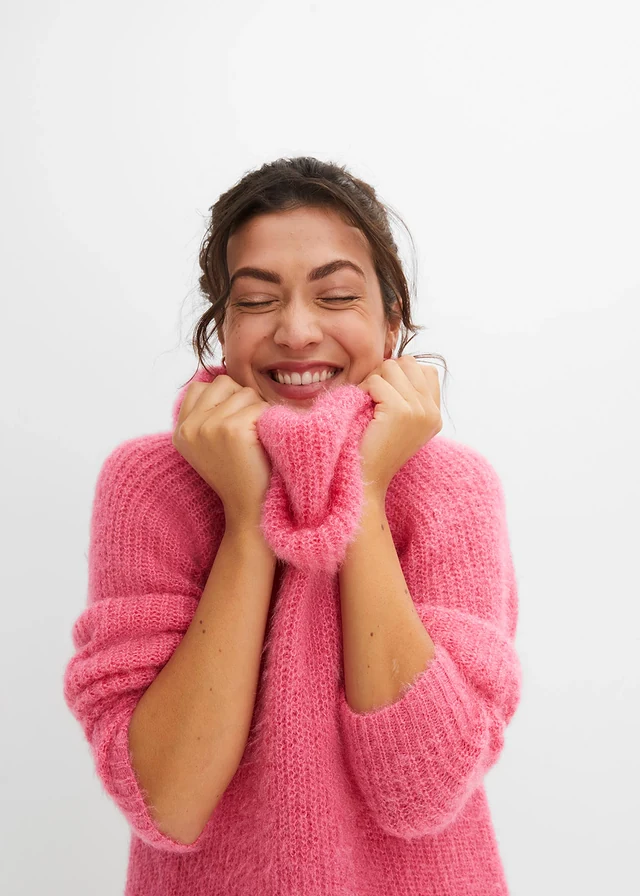 Pull col roulé oversize • rose vif • product-page.page-title-suffix