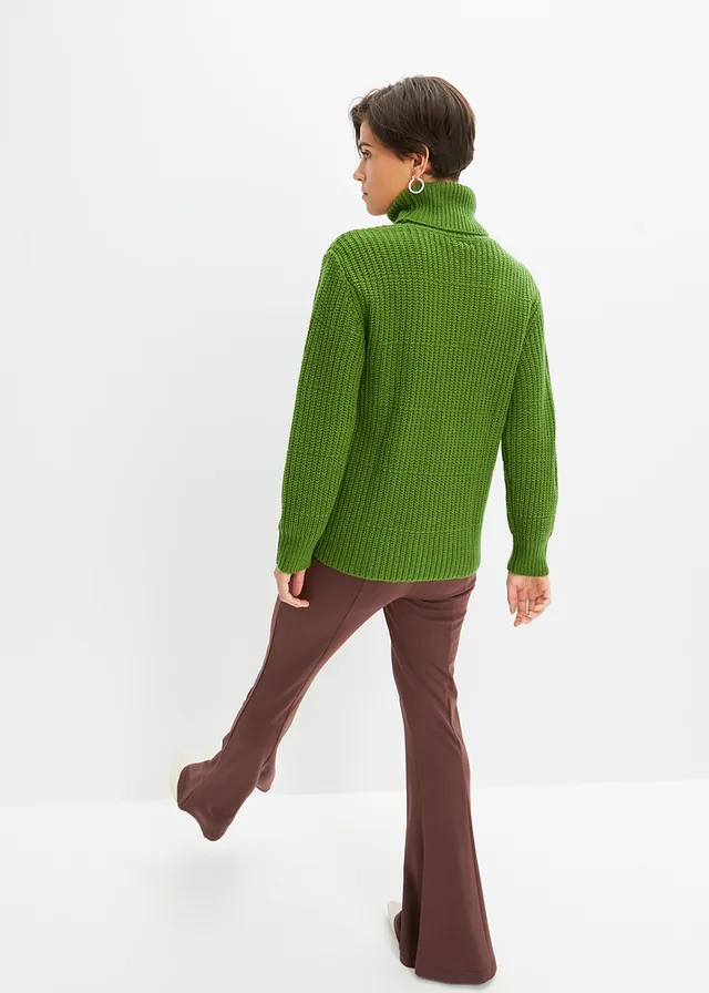Gebreide trui met col • bosgroen • bonprix online shop