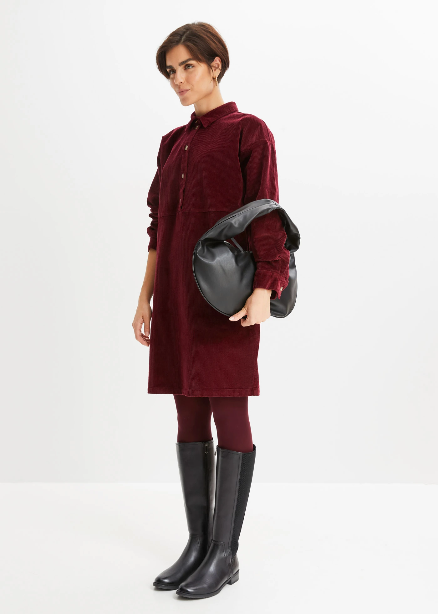 Stretch corduroy jurk • esdoornrood • bonprix online shop