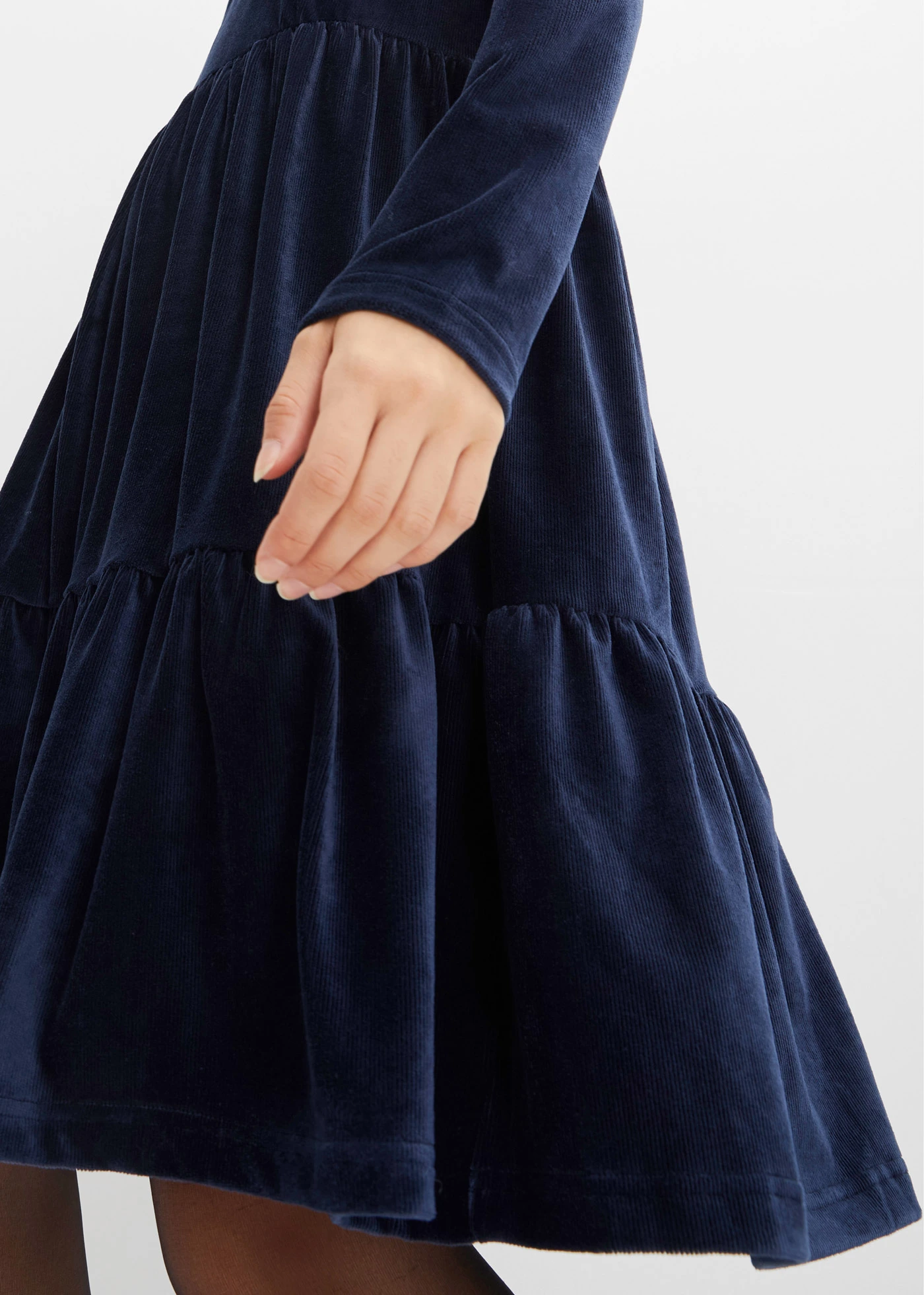 Robe courte en velours extensible • bleu foncé • Boutique bonprix