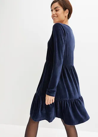 Robe courte en velours extensible • bleu foncé • Boutique bonprix