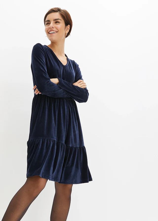 Mini jurk van elastisch fluweel • donkerblauw • product-page.page-title-suffix