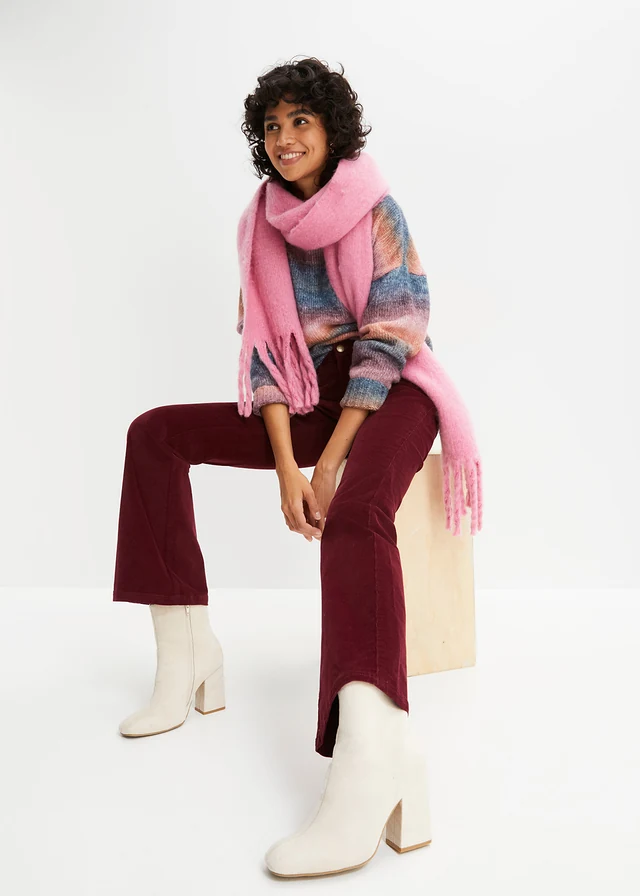 Pantaloni raiați stretch cu talie înaltă comodă • roșu arțar • magazin bonprix