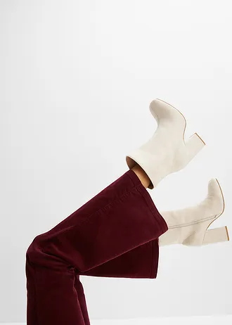 Pantalon en velours côtelé extensible avec taille haute confortable • rouge érable • Boutique bonprix