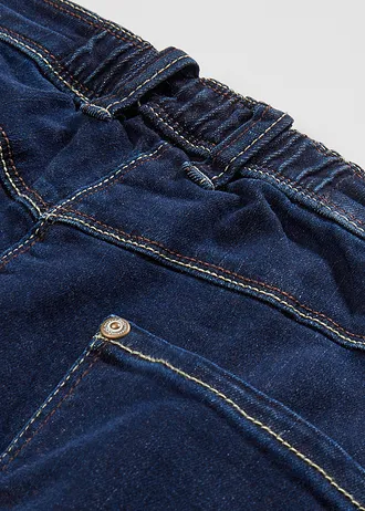 Dżinsy wide leg, mid waist, z wygodnym pasem • granatowy denim • sklep bonprix