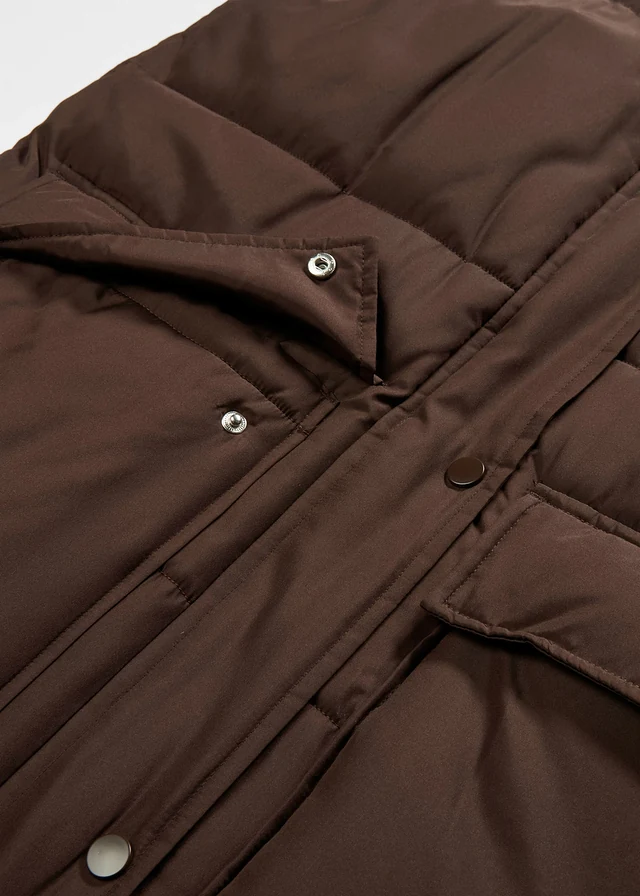 Veste sans manches matelassée en polyester recyclé avec capuche amovible • marron foncé • product-page.page-title-suffix