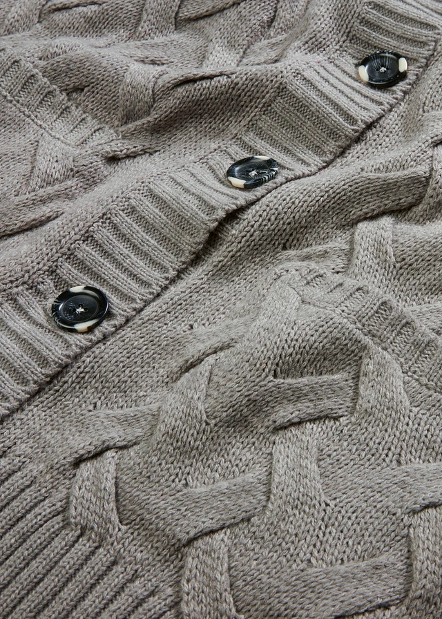 Gilet en maille à col châle et motif torsadé • gris chiné • product-page.page-title-suffix