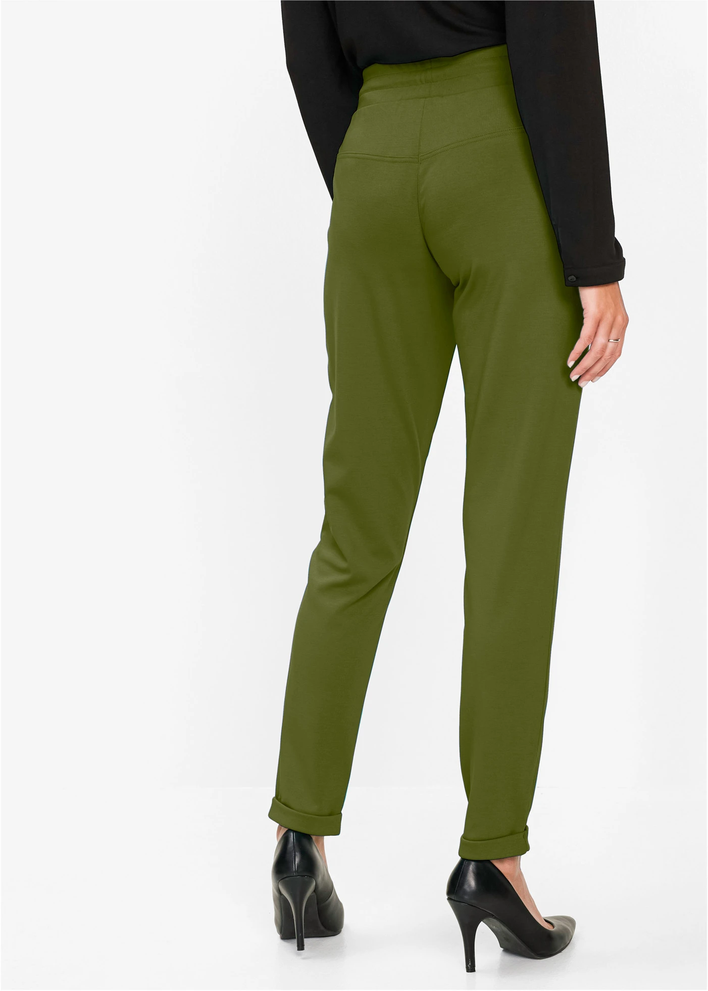 Broek van viscosemix • donkermosgroen • bonprix online shop