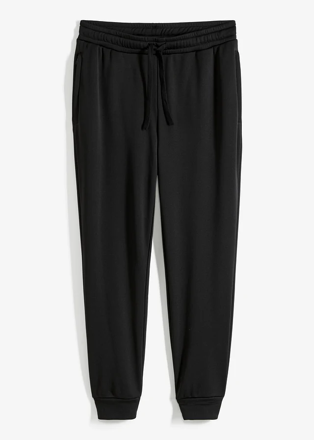 Pantaloni termo de jogging cu buzunare practice cu fermoar, culoare: negru