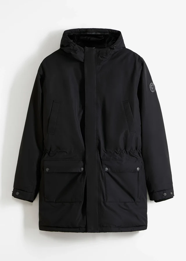 Parka d’hiver imperméable avec duvet véritable, Couleur: noir