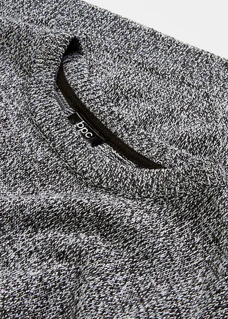 Svetr s kulatým výstřihem • antracitový melír • bonprix obchod