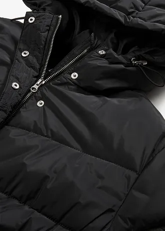 Dlouhý prošívaný kabát s kapucí • černá • bonprix obchod