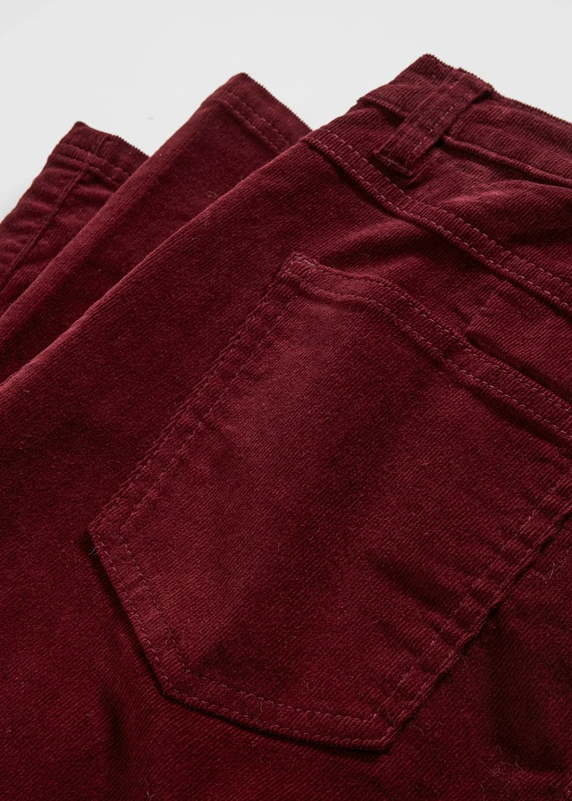 Flared stretch corduroy broek met high-waist comfortband • esdoornrood • product-page.page-title-suffix