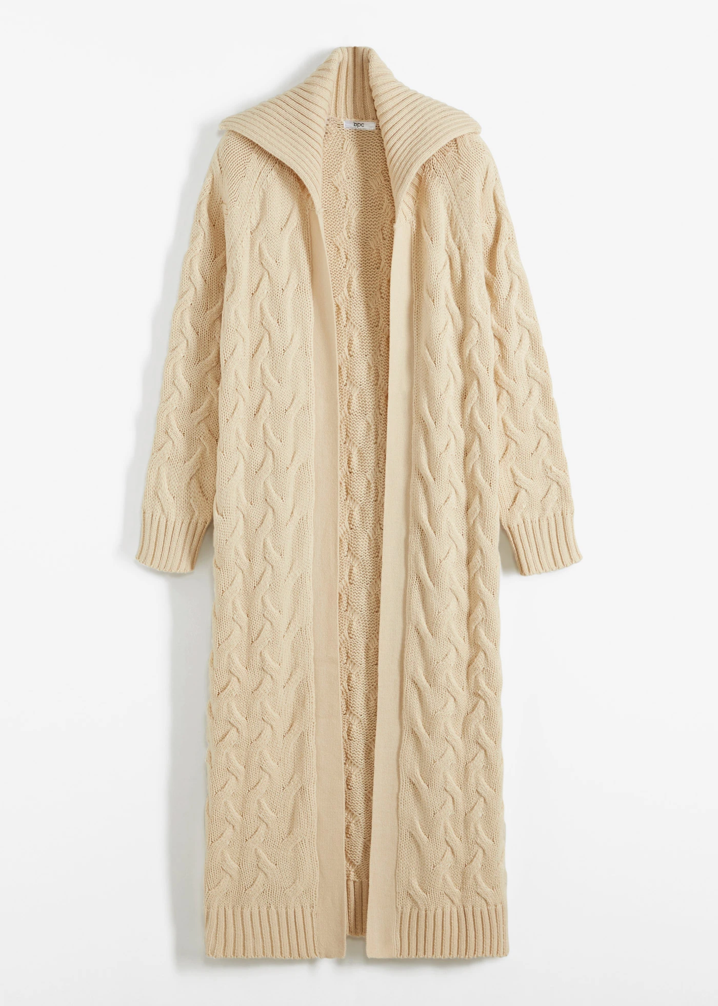 Gilet long en maille torsadée • gris galet • Boutique bonprix