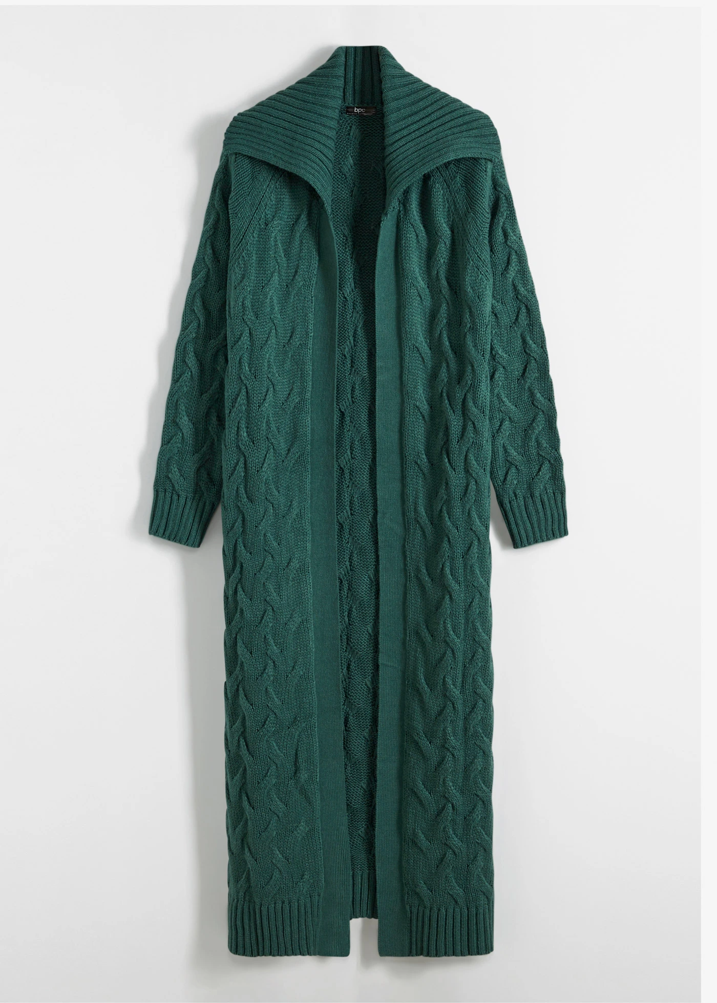 Gilet long en maille torsadée • vert mat • Boutique bonprix