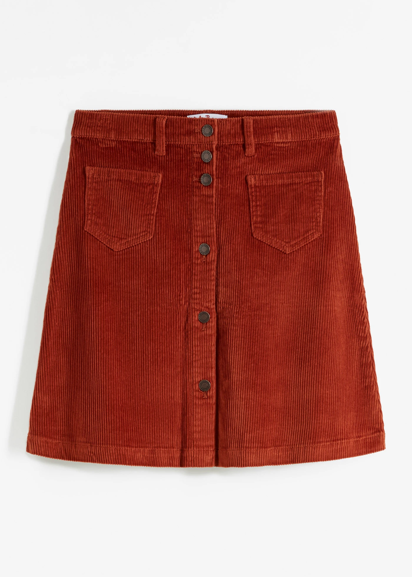 Strečová manšestrová sukně s knoflíkovou légou • rezavě hnědá • bonprix obchod