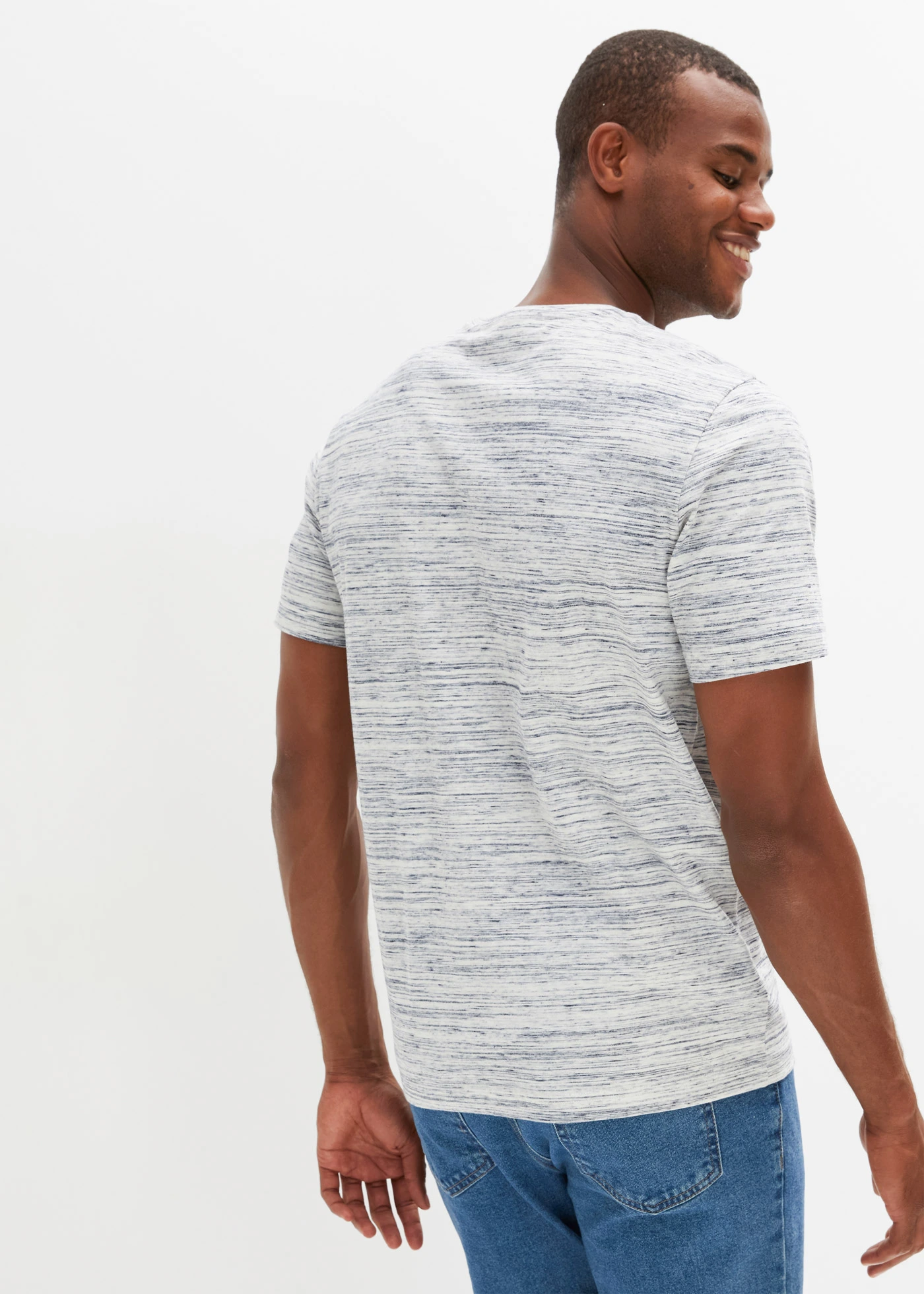 T-shirt (set van 2) • donkerblauw gemêleerd+grijs gemêleerd • bonprix online shop