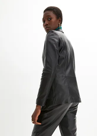 Leren blazer van lamsnappa, Kleur: zwart