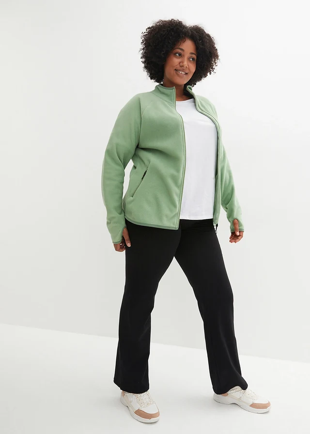 Fleece vest met ritszakken, Kleur: pijnboomgroen