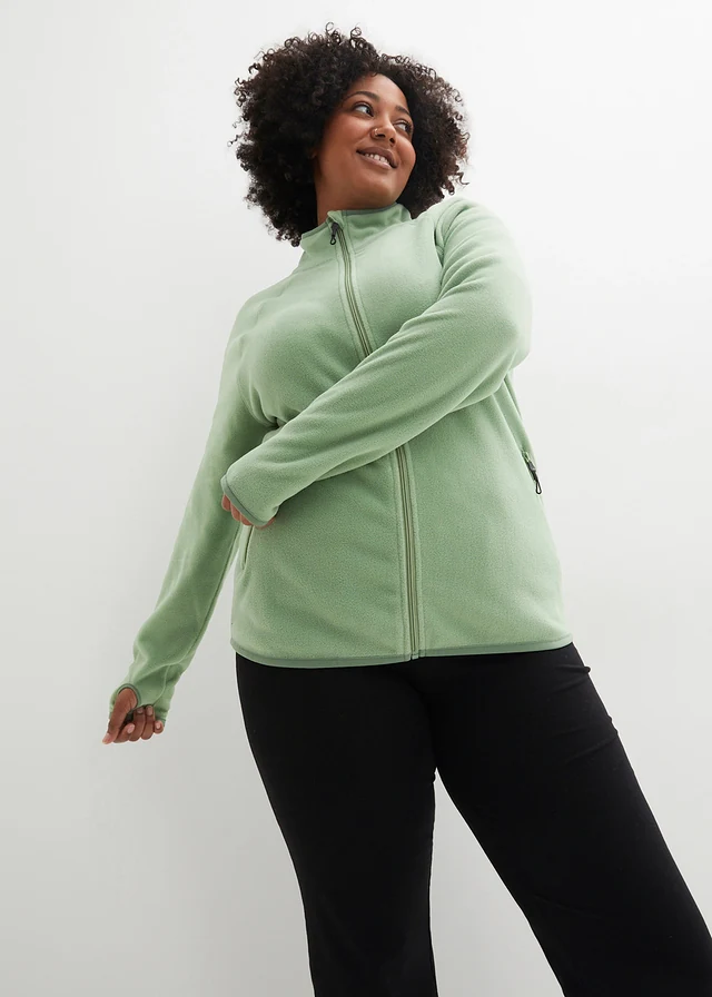 Fleece vest met ritszakken, Kleur: pijnboomgroen