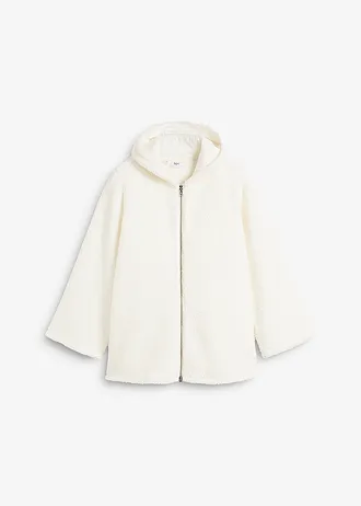 Jachetă din teddy-fleece cu croială A, cu șlițuri laterale • ecru • magazin bonprix