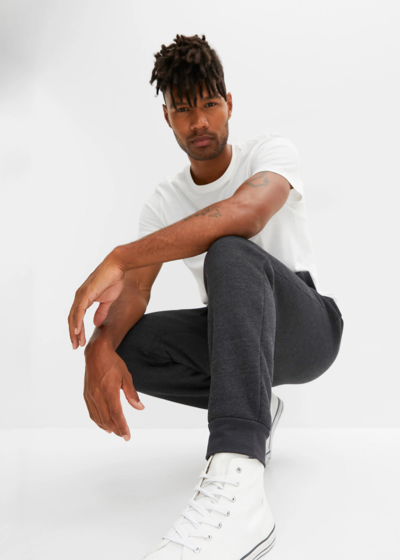 Thermo joggingbroek met fleecevoering • antraciet gemêleerd • bonprix online shop