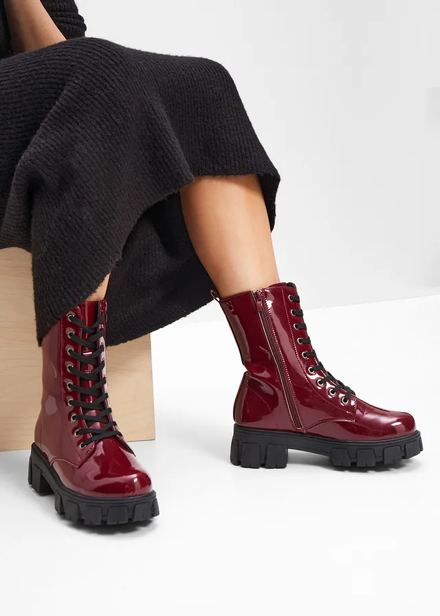 Boots à lacets vernies • rouge érable verni • product-page.page-title-suffix