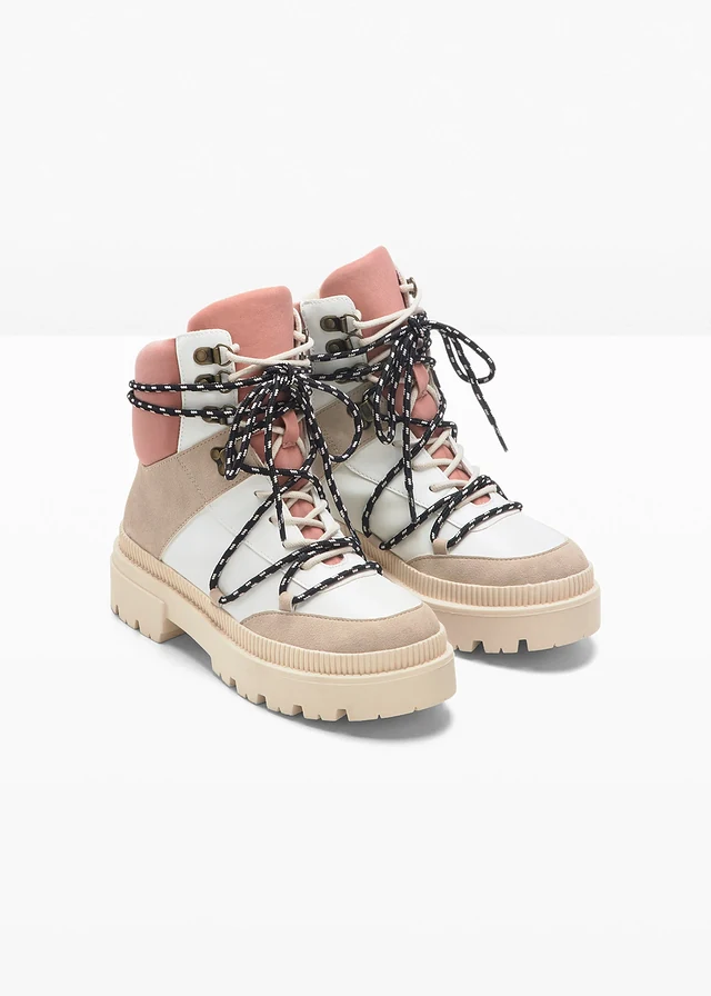 Boots fourrées à lacets • beige-blanc-rose • product-page.page-title-suffix