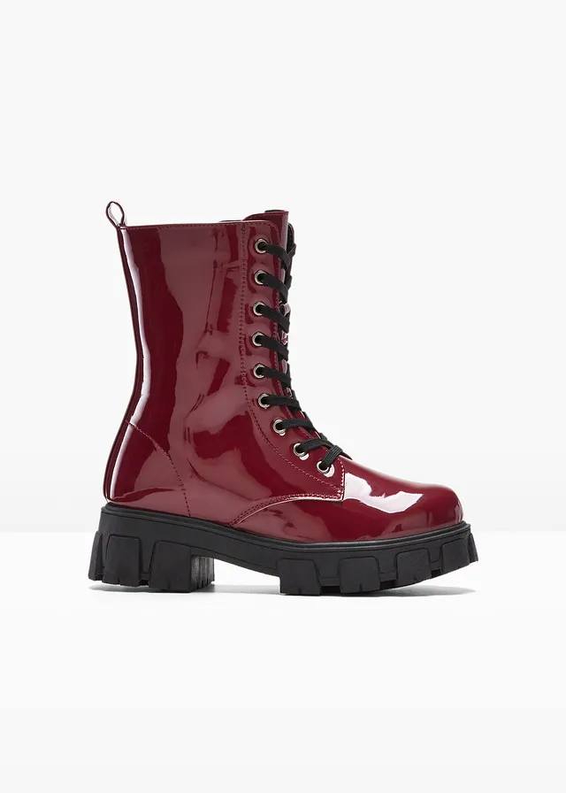 Veterboots in laklook, Kleur: esdoornrood lak