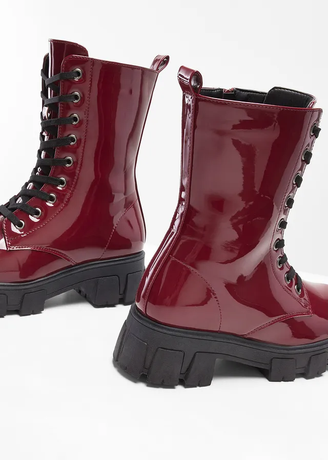 Boots à lacets vernies • rouge érable verni • product-page.page-title-suffix
