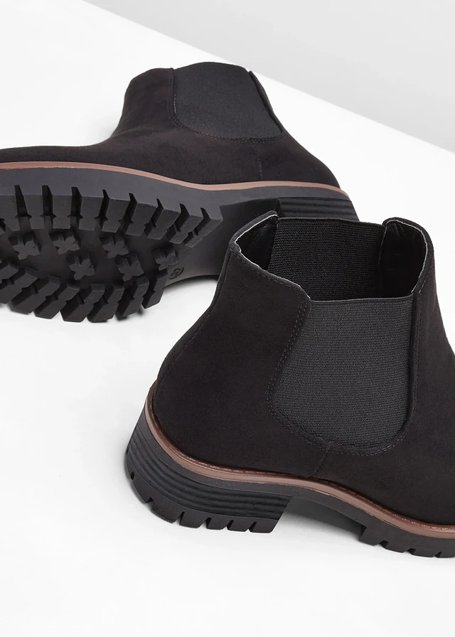 Ghete Chelsea cu talpă profilată • negru • magazin bonprix
