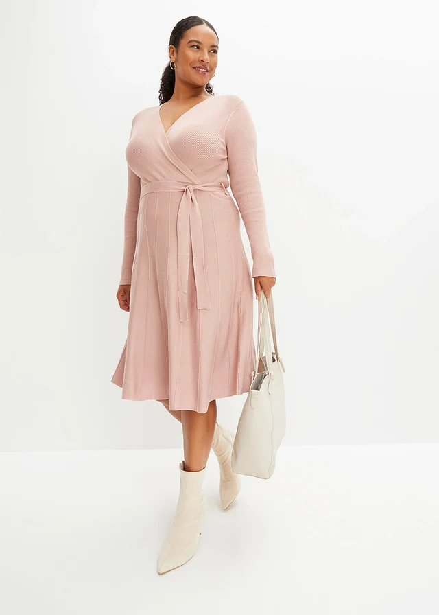 Robe en maille de viscose mélangée, Couleur: rose