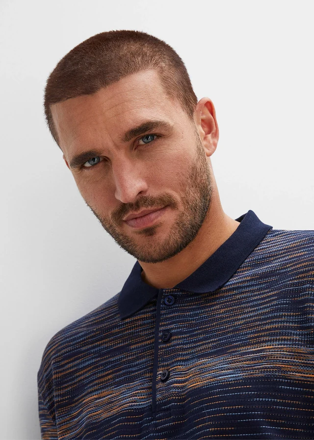 Poloshirt met lange mouwen • middernachtblauw gestreept • product-page.page-title-suffix