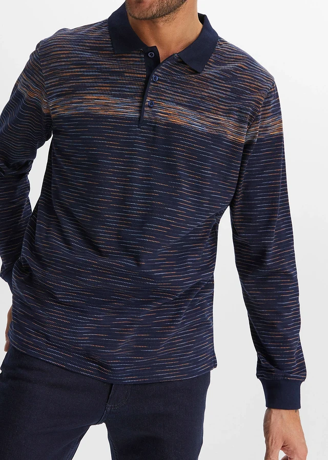 Poloshirt met lange mouwen • middernachtblauw gestreept • product-page.page-title-suffix