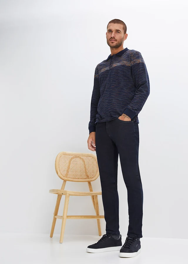 Poloshirt met lange mouwen • middernachtblauw gestreept • product-page.page-title-suffix
