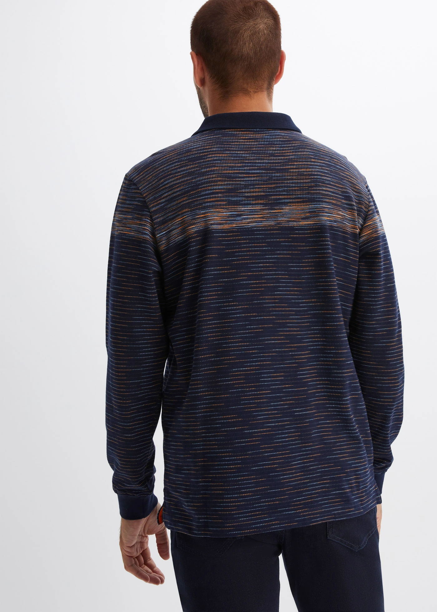 Triko polo s dlouhým rukávem • půlnoční modrá s proužky • bonprix obchod