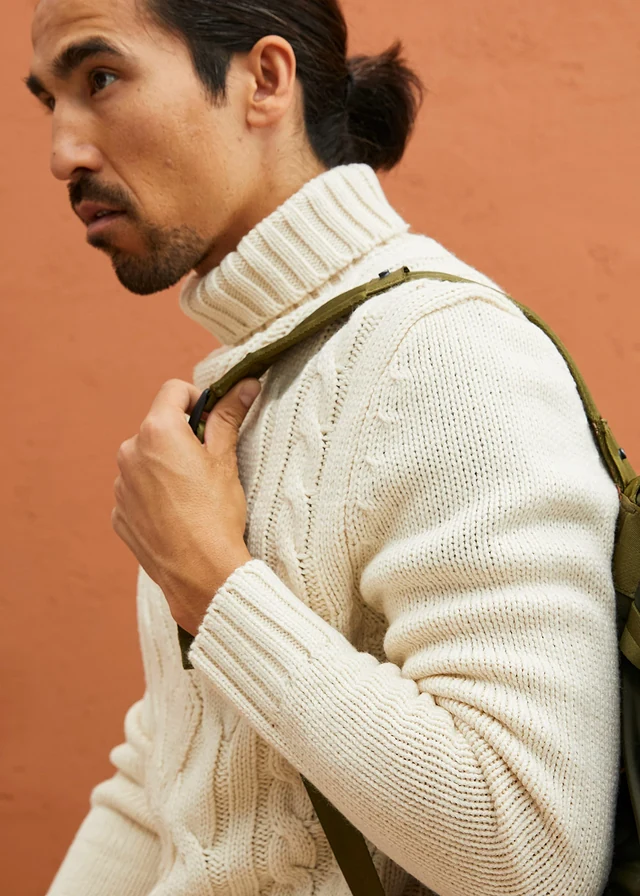 Pull col roulé en maille torsadée • naturel • product-page.page-title-suffix