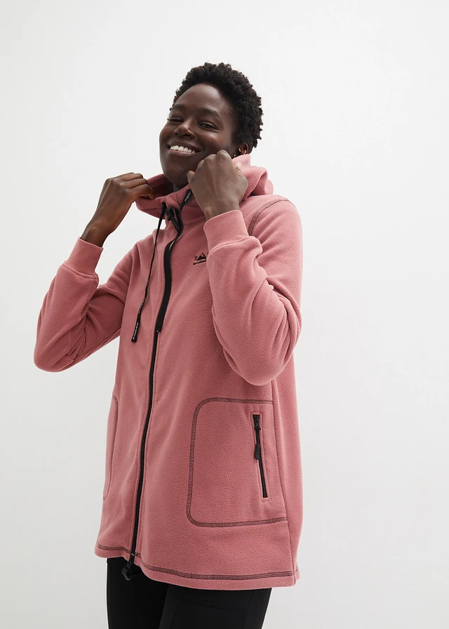 Veste polaire avec poches zippées, Couleur: vieux rose