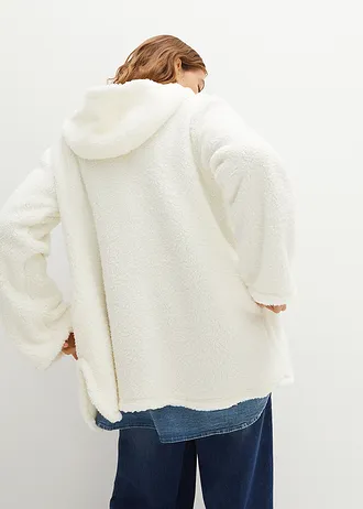 Jachetă din teddy-fleece cu croială A, cu șlițuri laterale • ecru • magazin bonprix