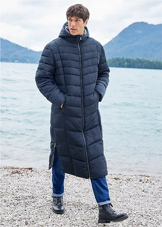 Dlouhý prošívaný kabát s kapucí • černá • bonprix obchod