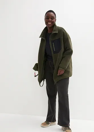 Teddy fleece vest, Kleur: donkerolijfgroen