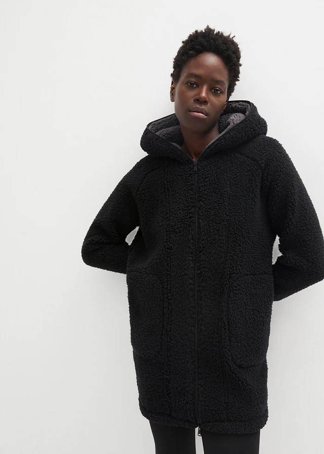 Teddy fleece vest, oversized • zwart • product-page.page-title-suffix