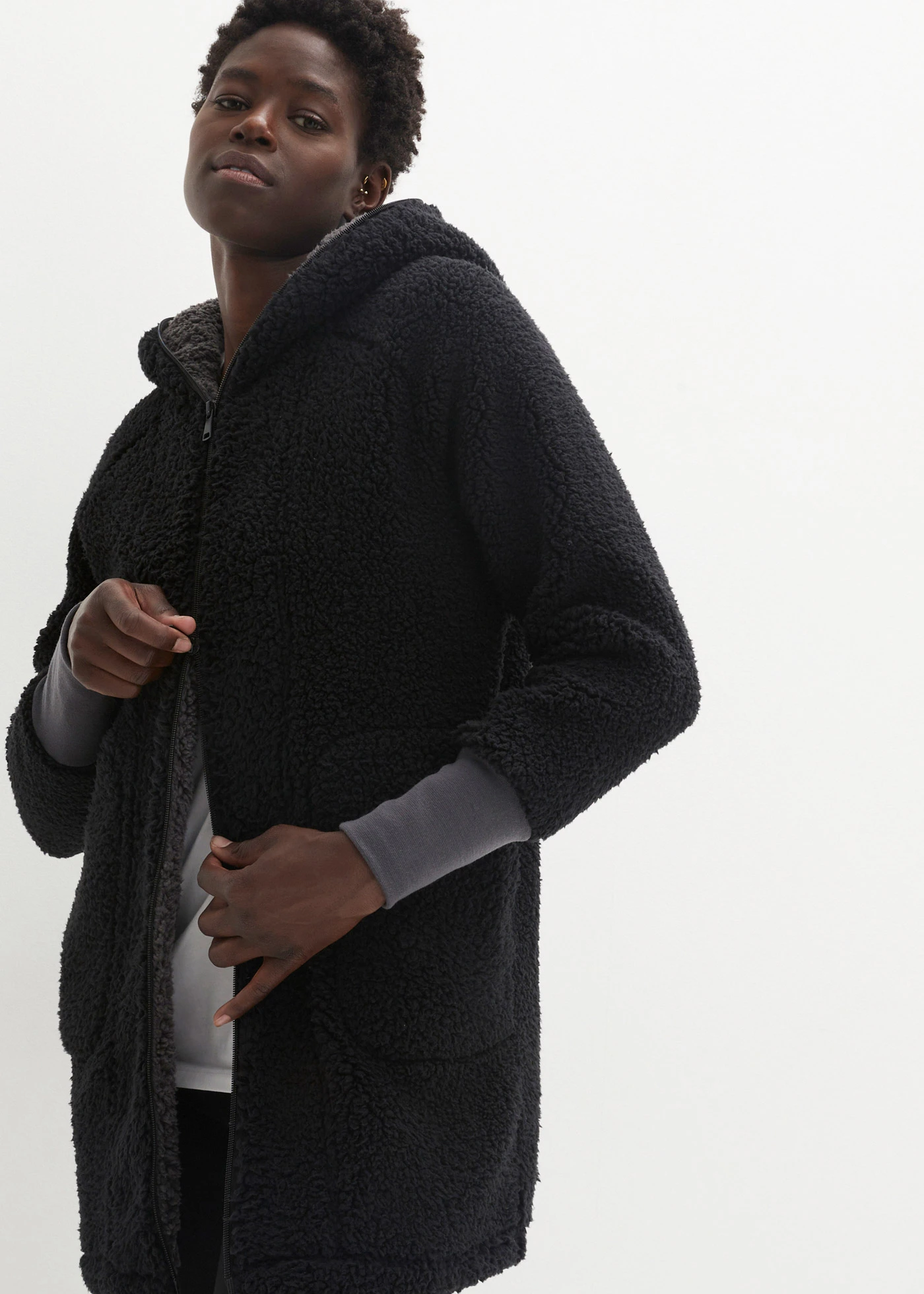 Bunda z plyšového flísu • černá • bonprix obchod