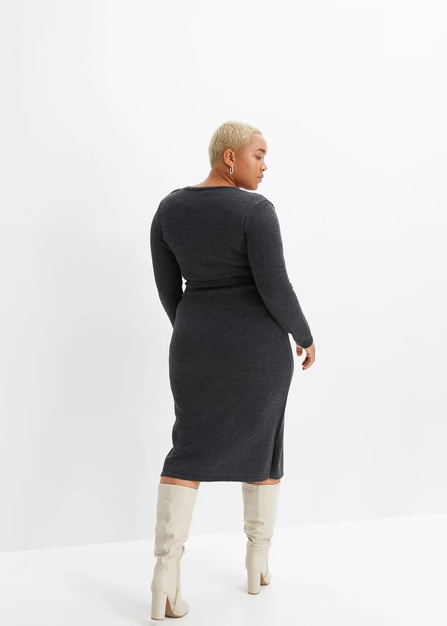 Robe midi en maille, Couleur: anthracite chiné