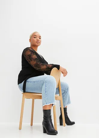 Trui met kant, Kleur: zwart