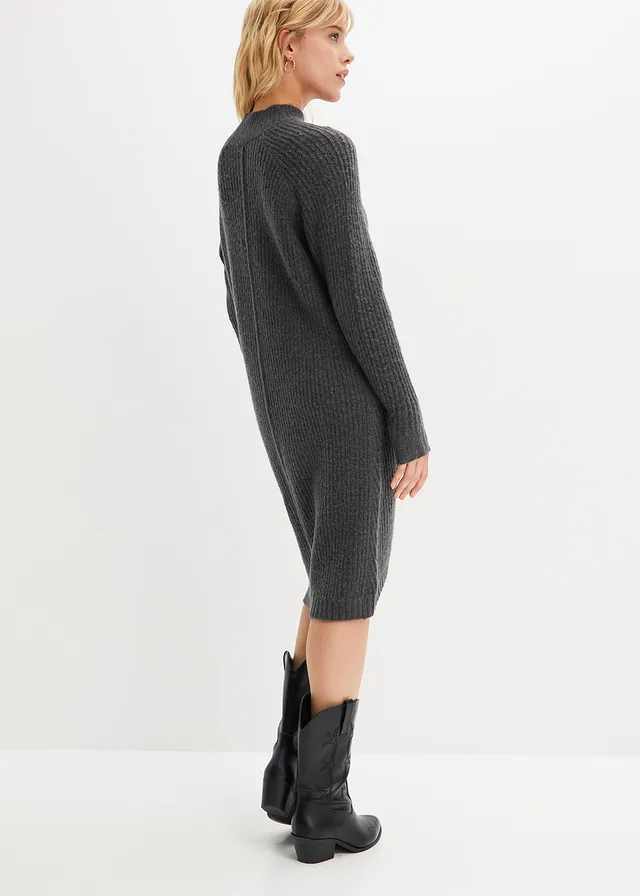 Robe en maille longue derrière, Couleur: anthracite chiné