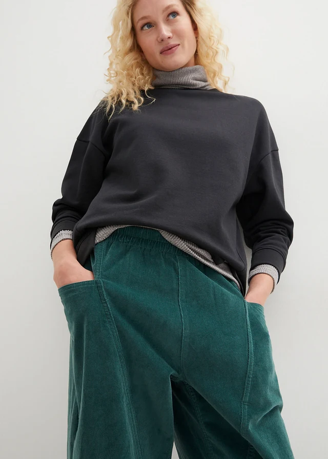 Comfortabele corduroy broek van katoenmix • mat groen • product-page.page-title-suffix