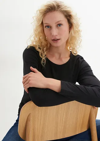 Tričko s dlouhým rukávem (2 ks v balení) • černá + černá • bonprix obchod