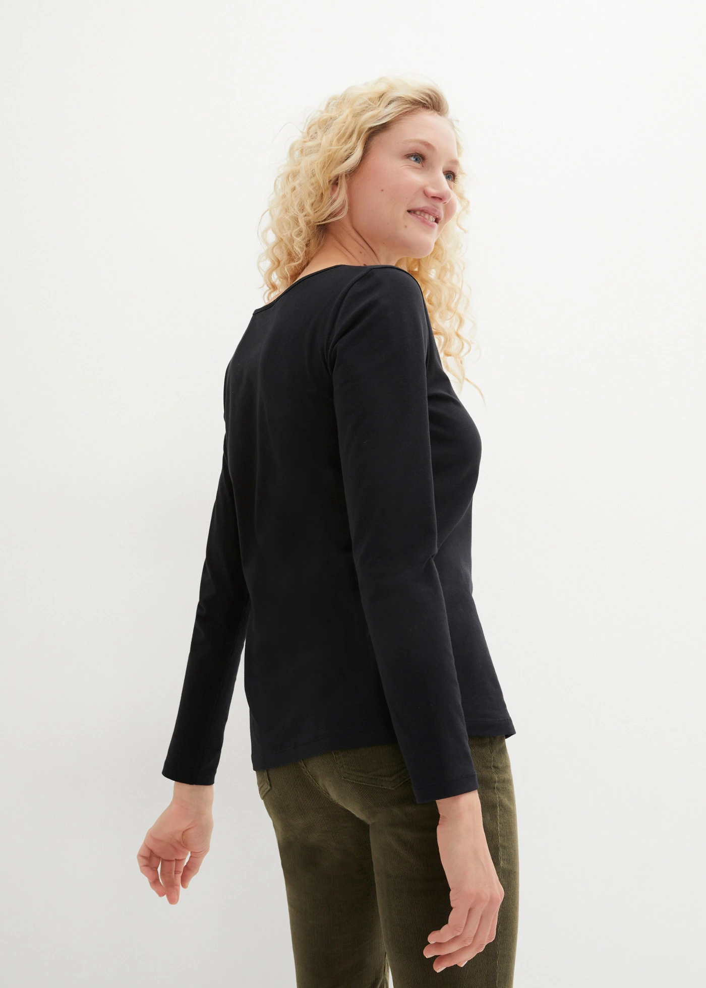 Bluză mulată cu mâneci lungi (set/2 buc.) • negru • magazin bonprix